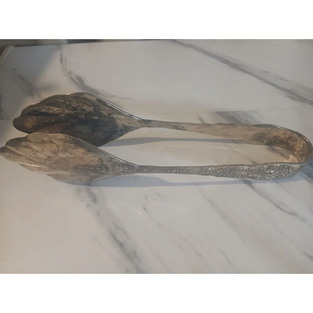 Gorham Imperial Chrysanthemum Salad Tongs Silver Plate   Art Nouveau